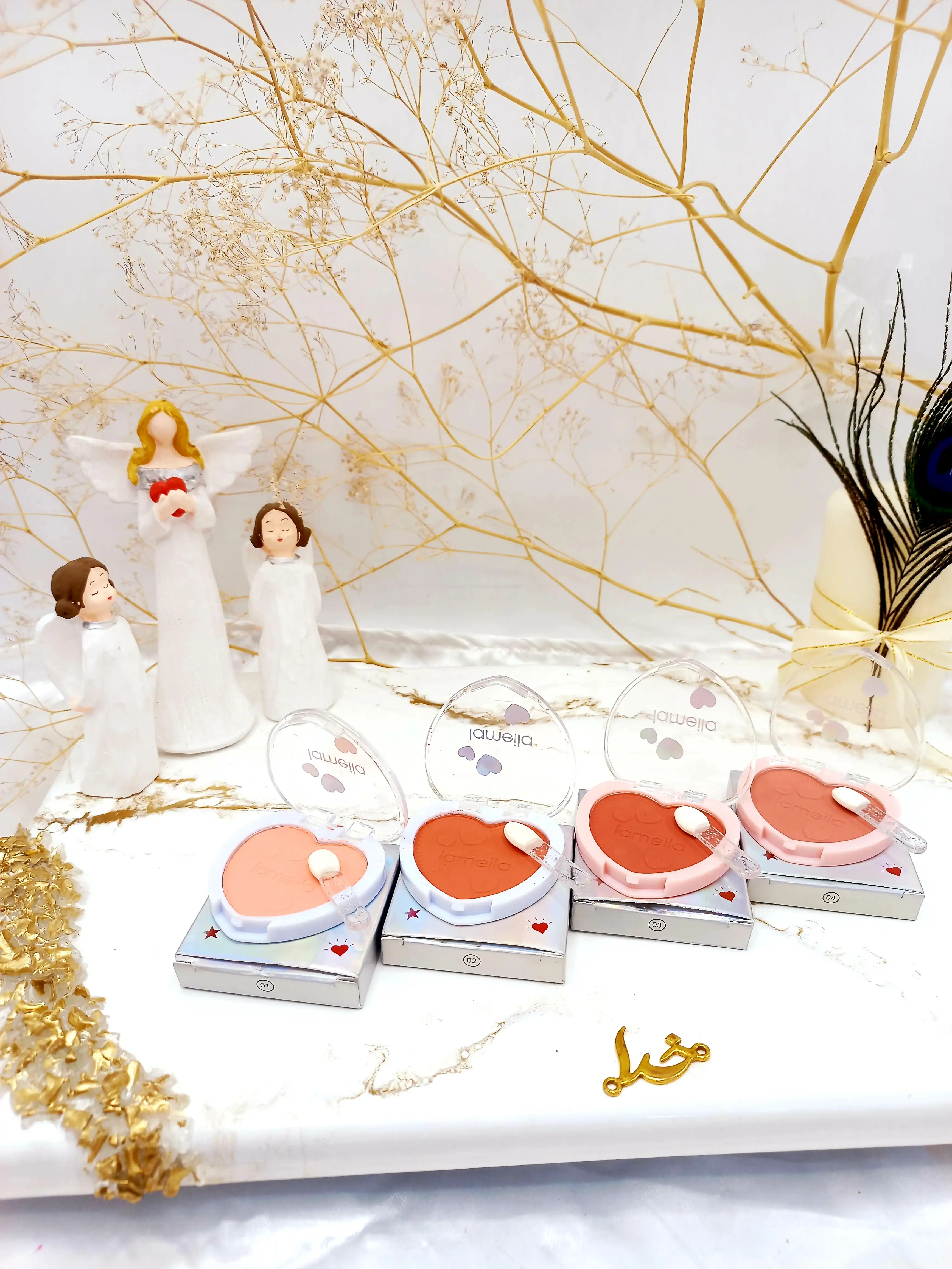 رژ گونه تکی طرح قلب همراه با پد Iameila کد 5107