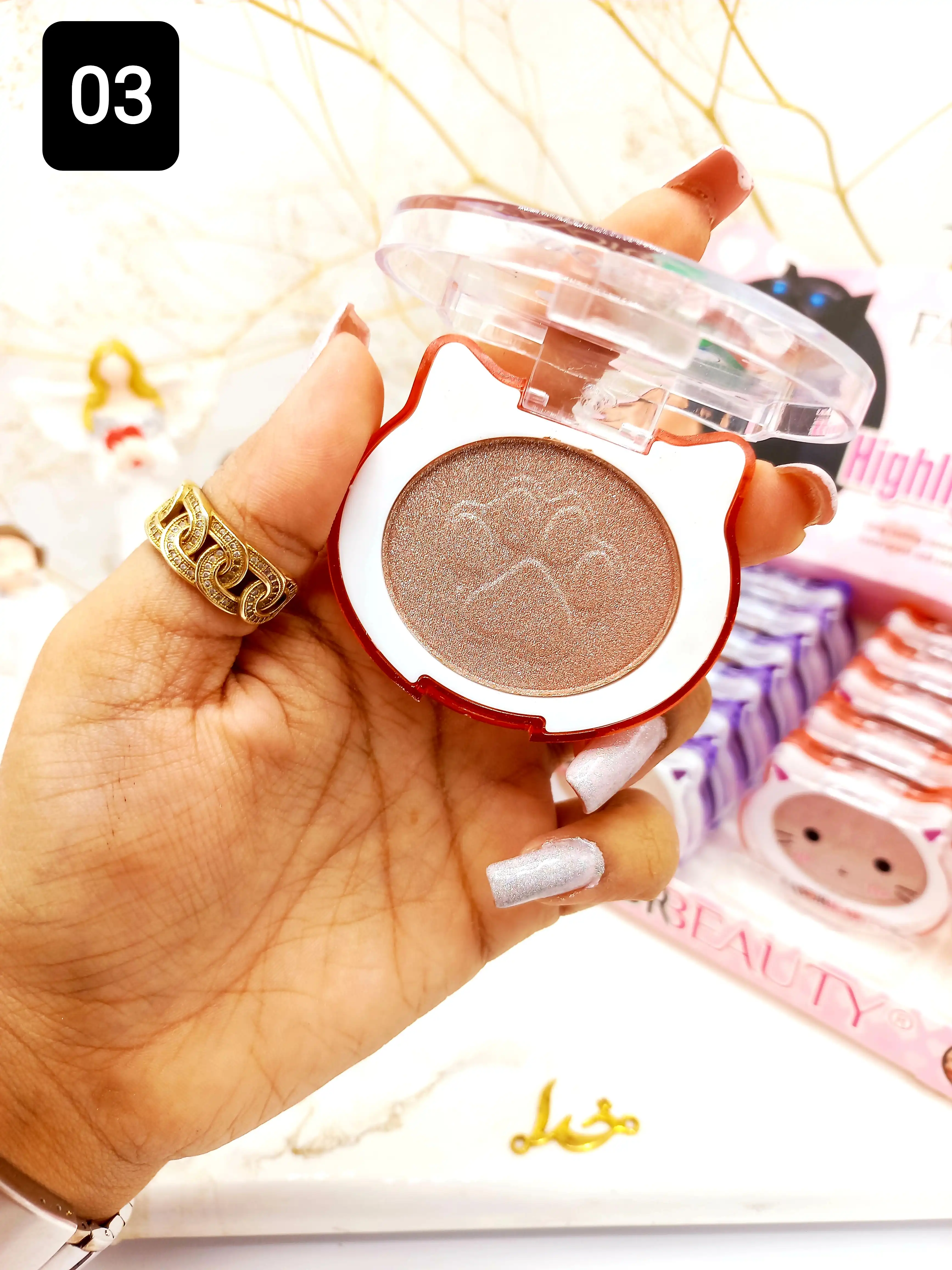 هایلایتر پرطرفدار فانتزی طرح گربه فاور بیوتی Favre Beauty کد 6663