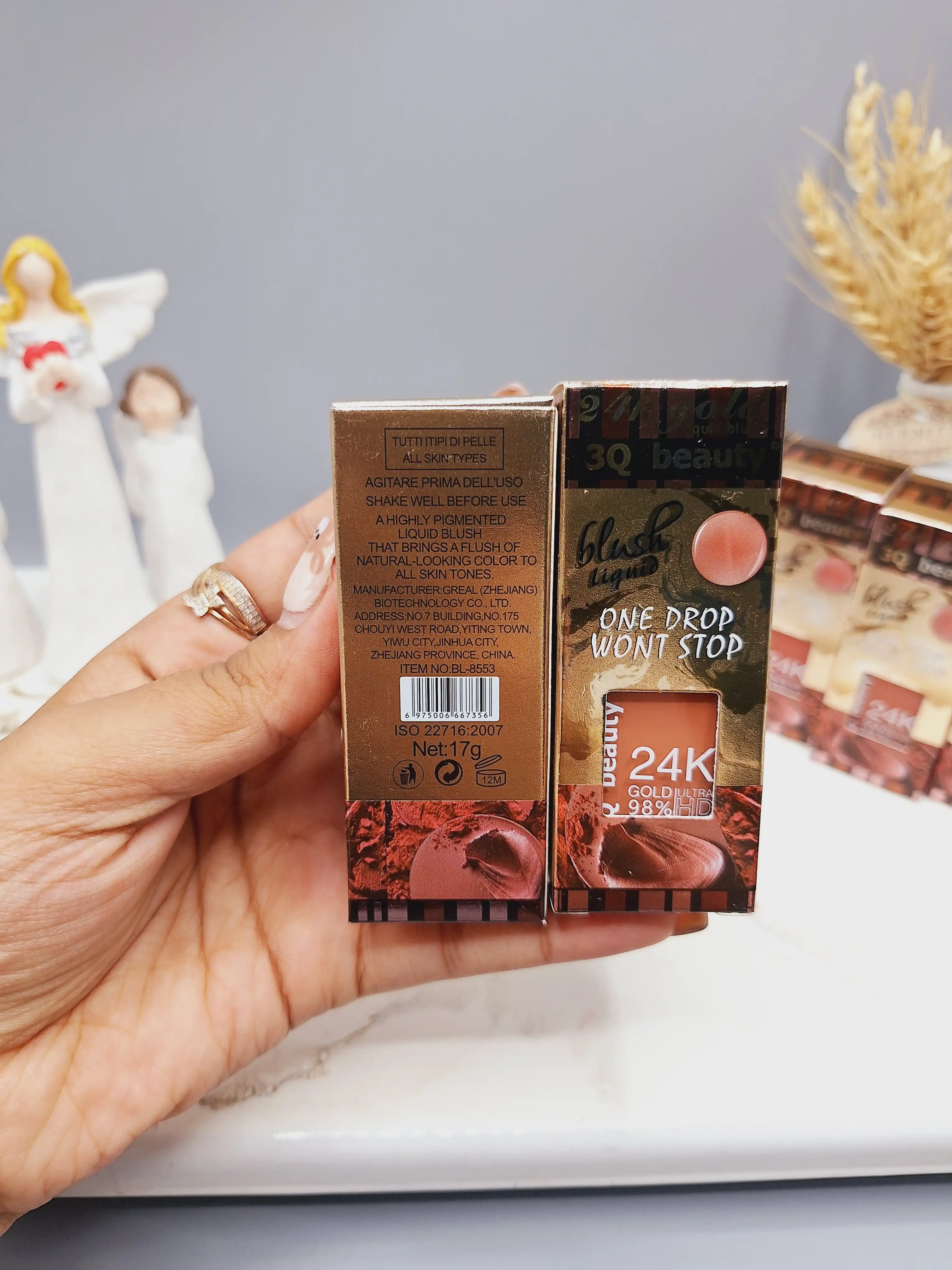 رژگونه مایع زیبای طلای 24 عیار برند 3Q‏ بیوتی کد BL_8553