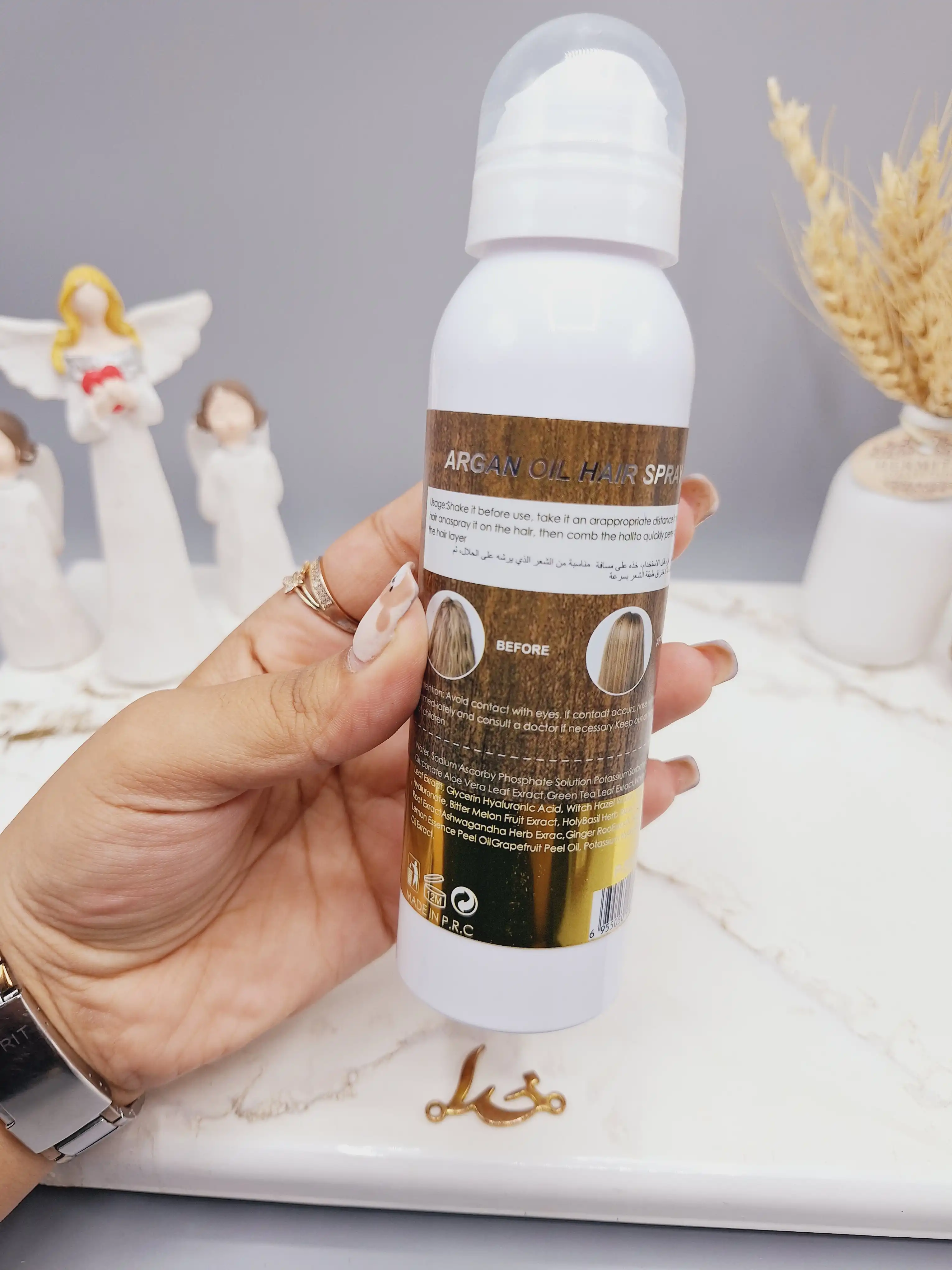 اسپری مو روغن آرگان و انواع پروتین  مناسب برای درخشان کننده و صاف کنندگی مو برند Potosolo کد p-8003