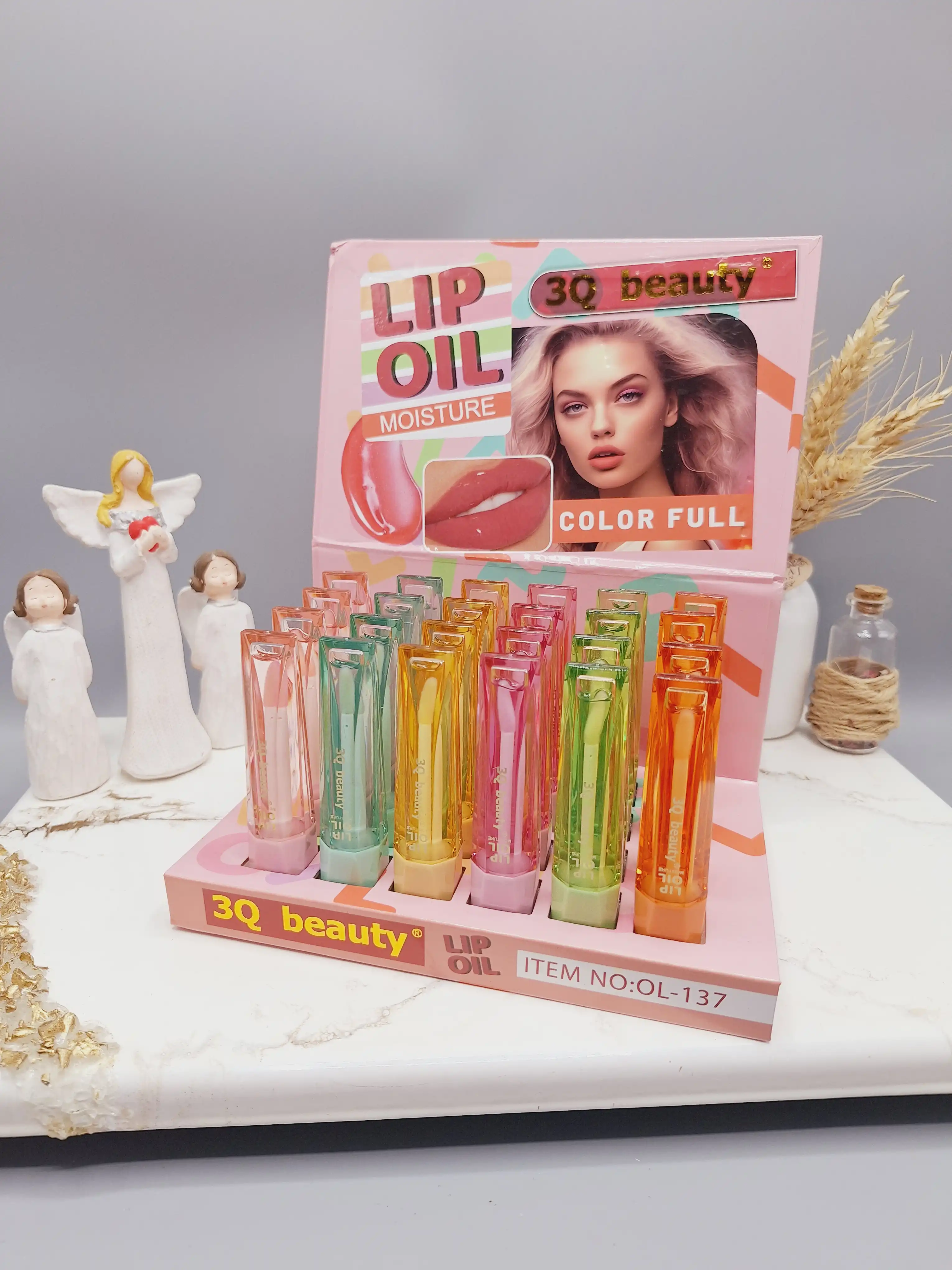 لیپ گلاس حرارتی فوق العاده زیبا برند 3Q beauty استوانه ای کد NO:OL-137