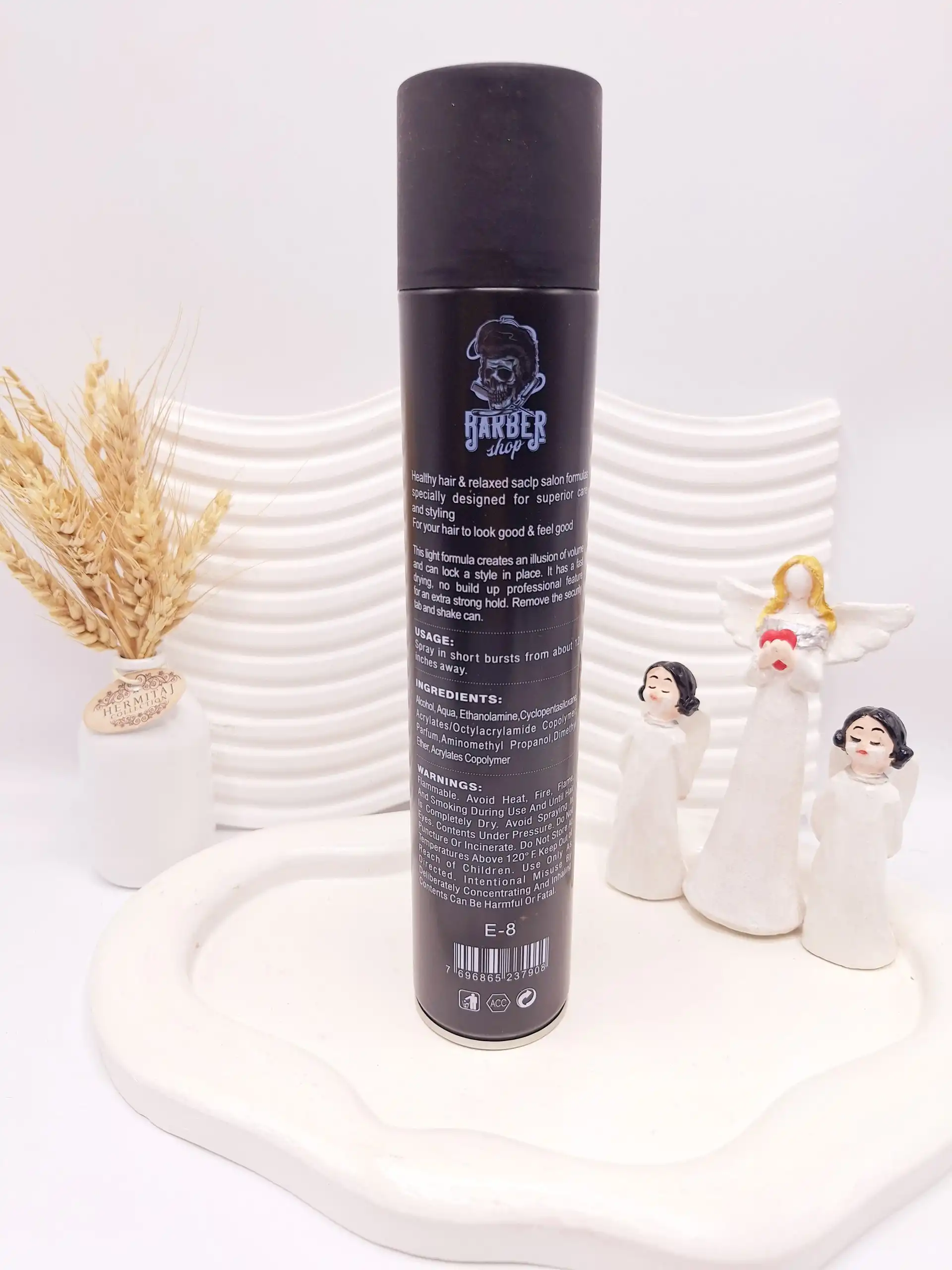 تافت مو مردانه HAIR SPRAY مدل BARBER اسکلت حجم 420 میل کد 7908