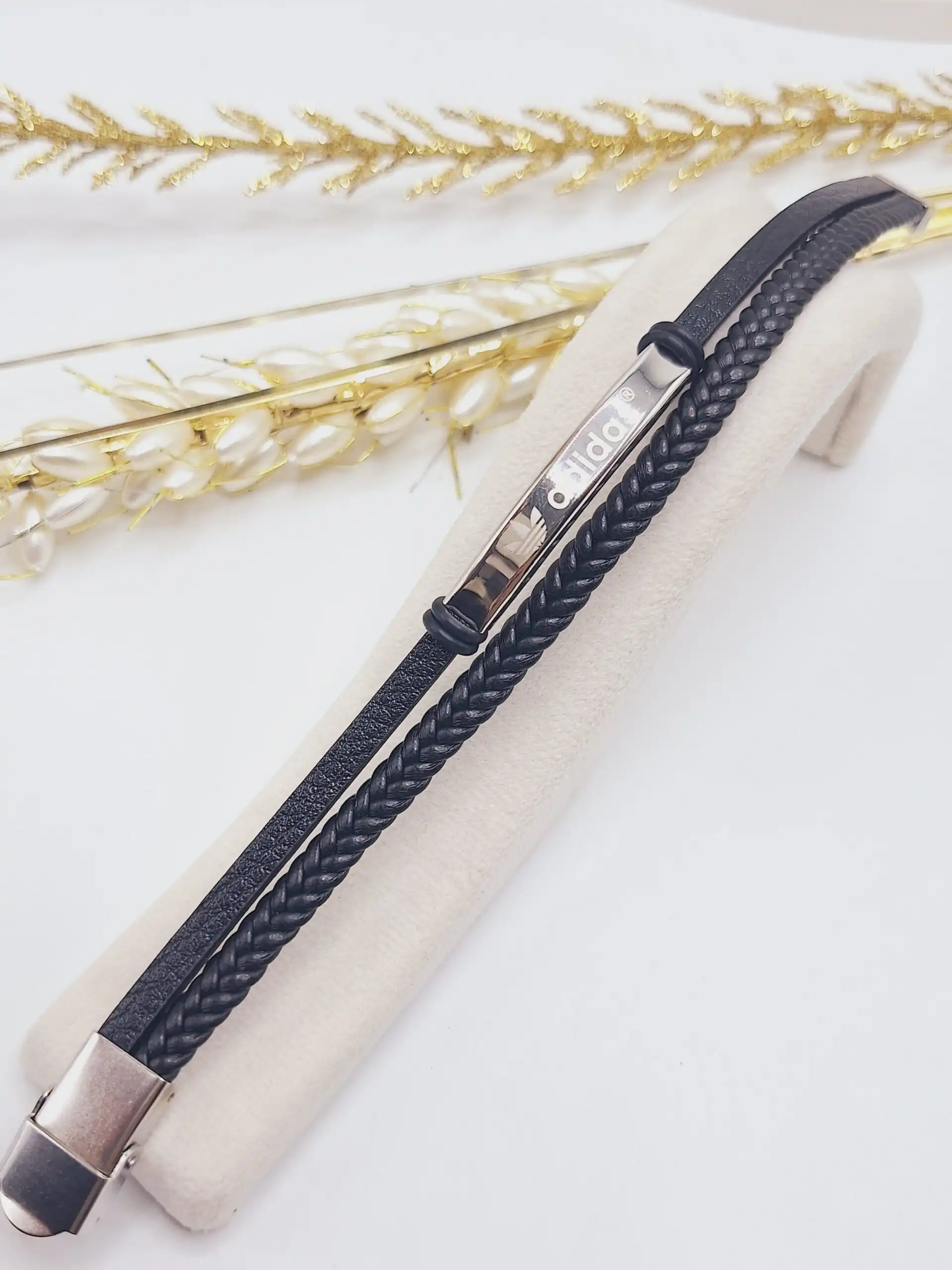 دستبند چرمی مردانه adidas مشکی